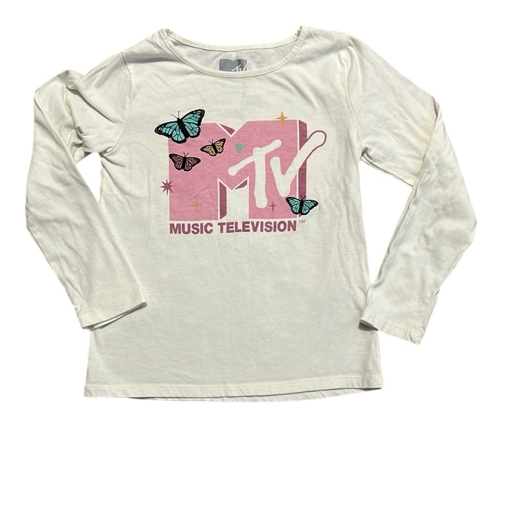 MTV Long Sleeve Tee White Pink Graphic